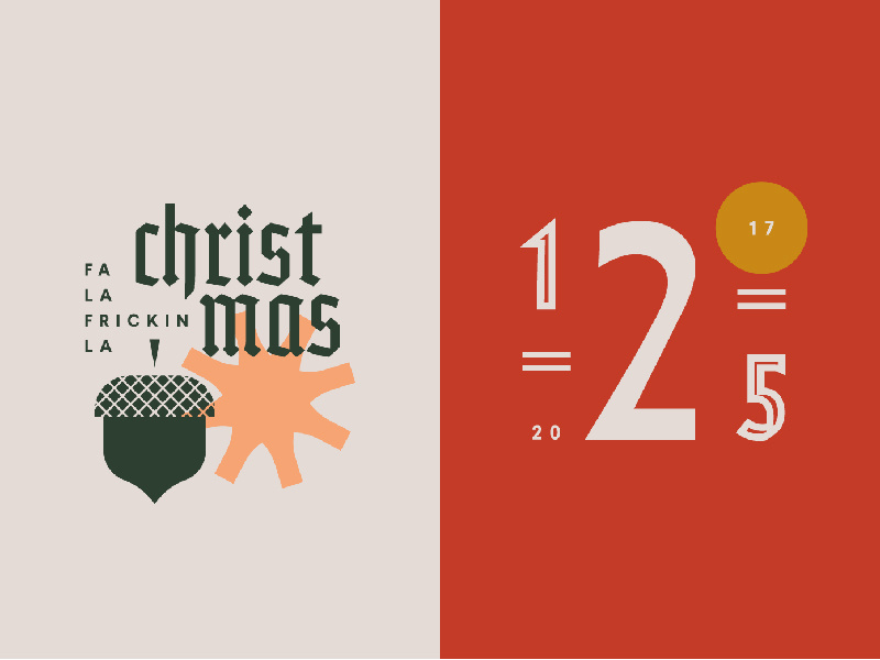 Christmas badge badges typography december christmas color grid type numbers acorn
