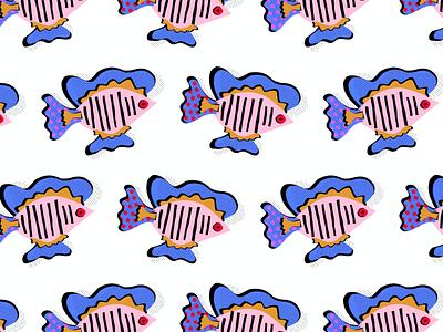 Fish collage color fish illustration pattern texture