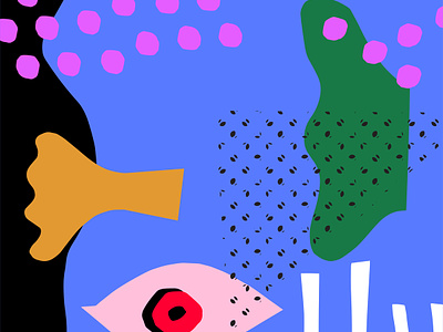 Matisse Cutouts abstract color color blocking cutouts eye fish flat illustration layering matisse cutouts pattern scissors texture