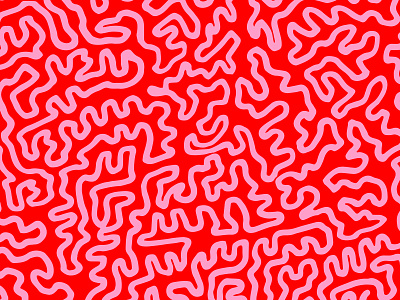 Coral abstract art color continuous line patern pattern pink red squiggle texture