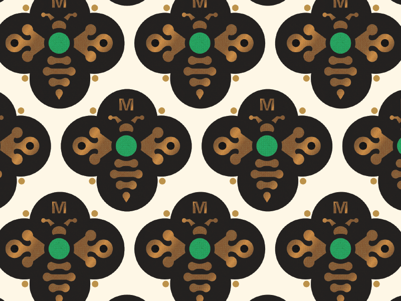 Brand Patterning texture illustration color logotype brandmark logo design system typography type bug foil green key bee brand patterning patterning pattern brand system identity branding