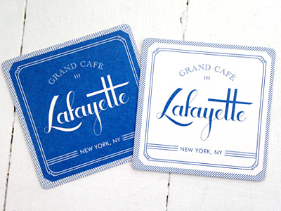 Lafayette bar branding coasters hand drawn identity logo mark restaurant script