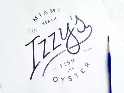 Izzy's brand branding custom hand drawn lettering logo logotype mark painted script word mark wordmark