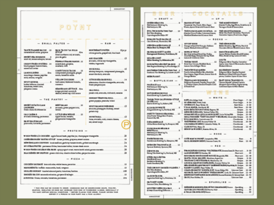 The Poynt bar brand branding custom hand drawn hospitality logo mark menu menus restaurant wordmark