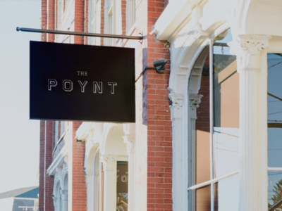 The Poynt bar brand branding custom exterior hand drawn hospitality logo mark restaurant sign wordmark