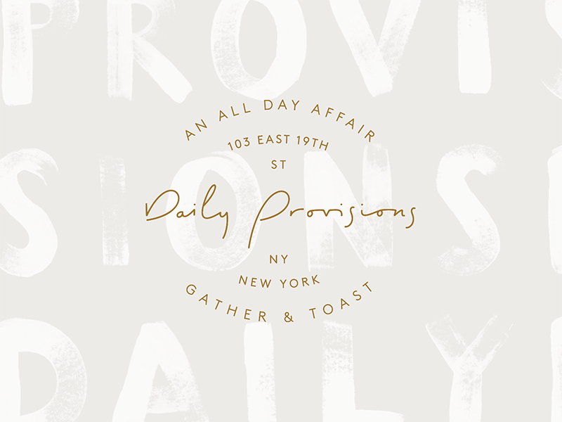 Daily Provisions custom hand-drawn script mark identity restaurant cafe branding brand logo