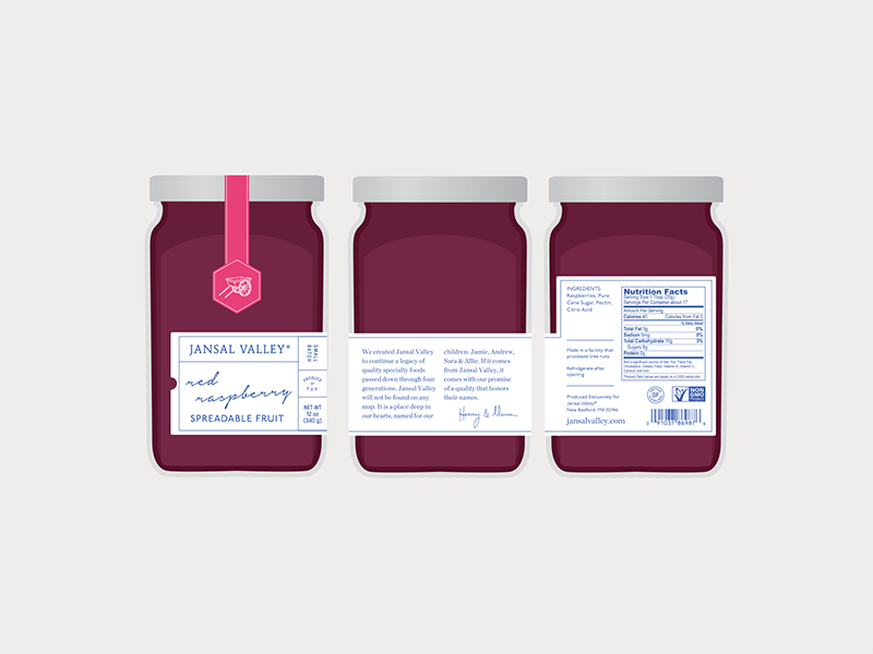 Jansal jelly jam jar grocery label preserves food packaging brand branding logo