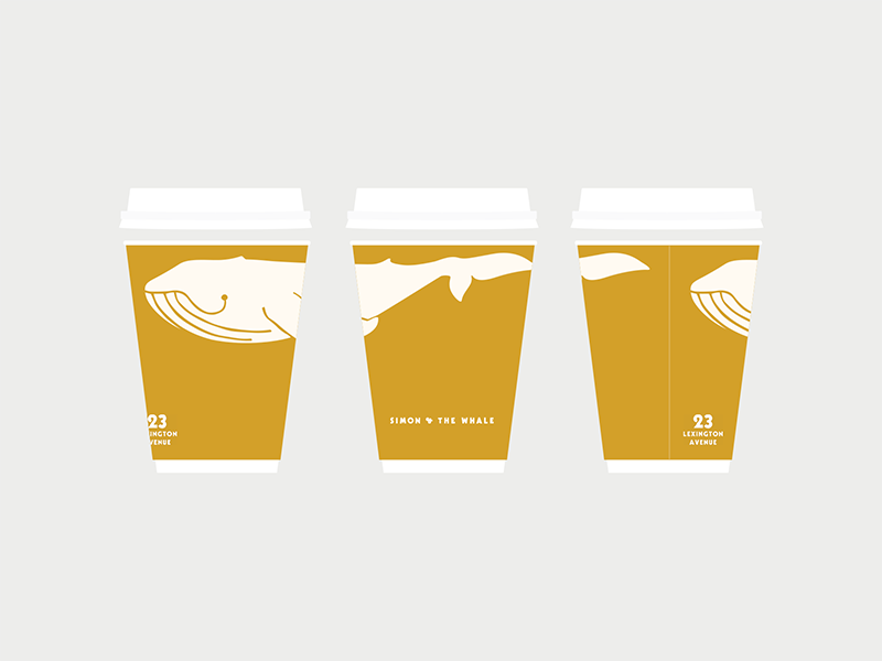 Simon & The Whale take out cup to-go coffee custom hospitality bar restaurant packaging brand branding logo