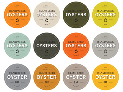 Island Creek Oysters branding color logo mark oyster sticker type