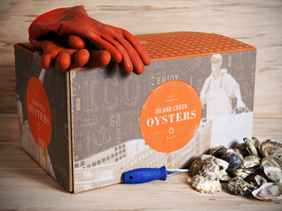 Island Creek Oysters box brand branding logo oysters