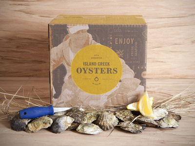 Island Creek Oysters box brand branding logo oysters pattern