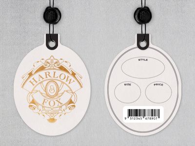 Harlow & Fox branding gold hang tag logo wax seal