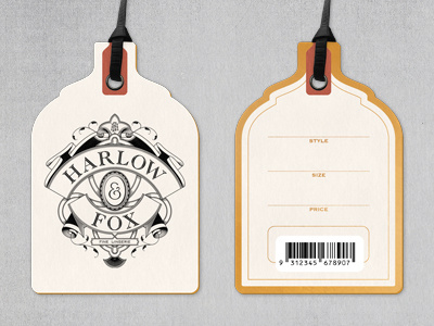 Harlow & Fox branding gold hang tag logo