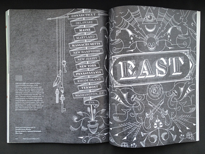 Print design annual east layout magazine oat creative spread type