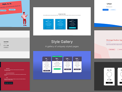 Style Gallery about page design feature page illustration landing page pricing page product page recreation ui