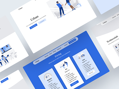 Urban (pages) blue contact css design figma footer html landing mockup product page shots testimonial ui website