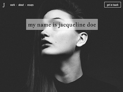 Jacqueline black creative artist design figma jacques francois landing page monochrome ui white