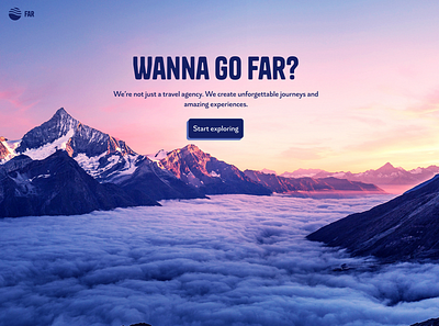 Far design discover figma landing page mountain pink sunset tanker travel agency ui