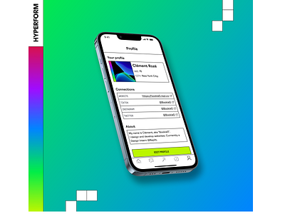 Hyperform V1 ~ Profile app design hyperform mobile profile page rainbow ui