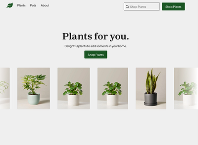 Plants carousel design figma green landing page miniamlistic plant ui zodiak