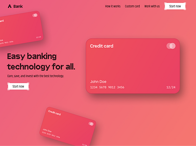 Bank banking credit card design figma gradient landing page red ui