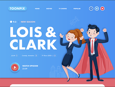 Lois & Clark TV Show blue streaming superman tv show web design