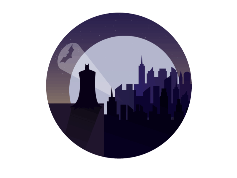 Gotham in Danger Animation after effects animation batman black dark flat gotham icon illustration