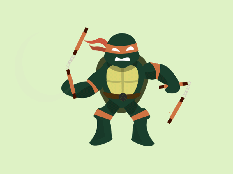 Teenage Mutant Ninja Turtles Michelangelo Animation animation flat green illustration michelangelo teenage mutant ninja turtles
