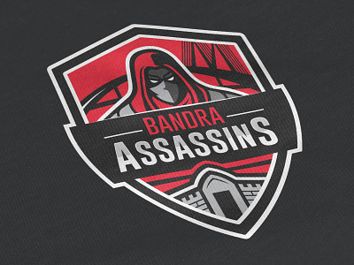 Bandra Assassins team logo dark design flat illustration red