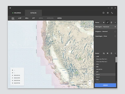 Order nautical charts app cartography map mapbox marine maritime route terrain ui ux windows