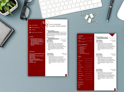 Professional two page cv design graphic design illustration maroon powerpoint professional resume