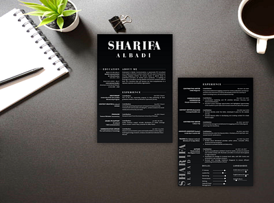 Resume- bold style black and white cv graphic design illustration powerpoint resume