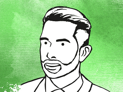 Mug Shot green illustration portrait sketch