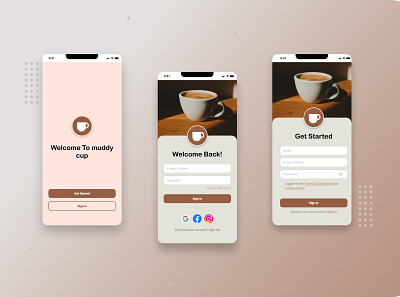 Coffee Shop Application UI android ui classic coffee delevery app e commerce forgot password graphic design logo mobile app mobile ui registration sign in sign up ui ux welcome