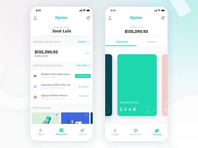 Oyster Mobile App app bank card design credit card dashboard figma finnance finnancial mobile