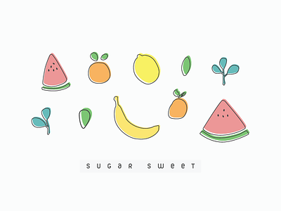 Sugar Sweet banana color offset cute food fruit lemon orange tropical watermelon