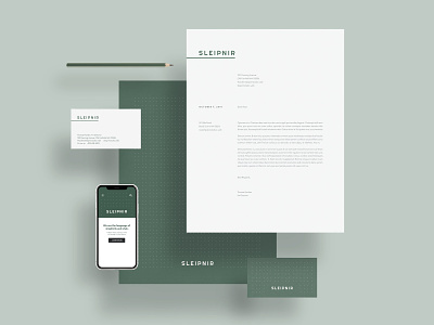 Sleipnir Branding branding business business card green letterhead mobile simple vistaprint