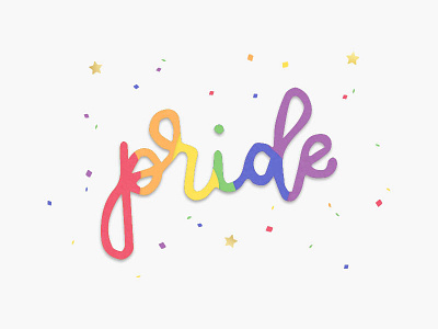 Pride confetti cursive gold foil handlettering handwritten lovepop pride pride month rainbow
