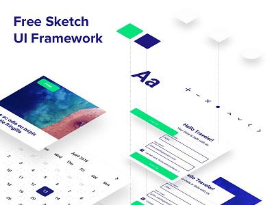 Sketch Freebie – UI Framework blue clean framework freebie green toptal ui white