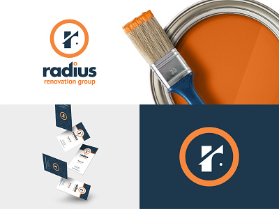 Radius Renovation Group brand branding circle construction design house logo paint print radius real estate renovation repair restoration vector