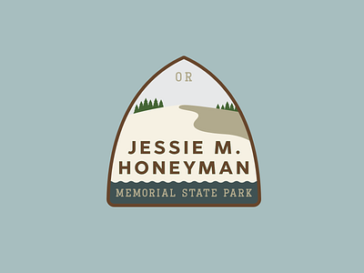 Jessie M. Honeyman Memorial State Park badge flat design illustration lines oregon pacific coast skate parks state park