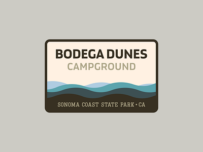 Bodega Dunes Campground badge bodega california campground dunes flat design illustration pacific pacific coast state park