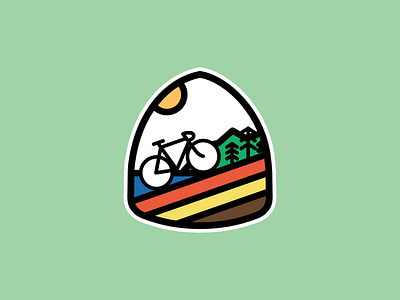 Coastal Cycling Sticker bicycle illustration lines sticker thick vector