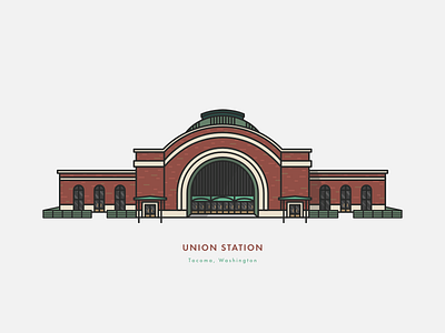 Tacoma Union Station Illustration building design illustration lines tacoma union station vector