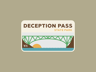 Deception Pass State Park Badge badge bridge deception pass illustration pacific coast state park vector washington state