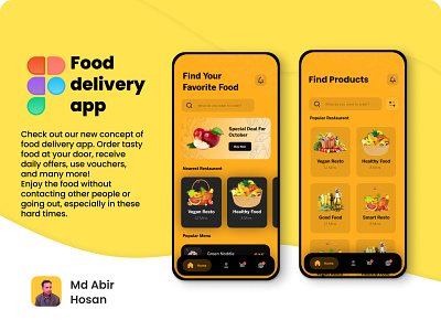 Food Delivery App app branding design land logo typography ui ui ux ux