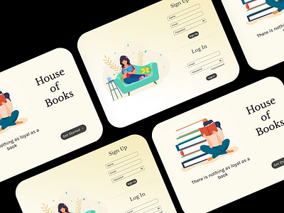 House Of Book - First Page animation branding design figma login logo signup ui ux