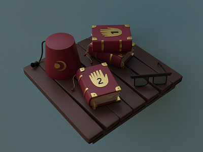 Gravity Falls Journals 3d 3dart blender cartoon dribbble invite fanart gravity falls journal