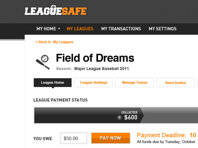 LeagueSafe fantasy money sports ui ux website