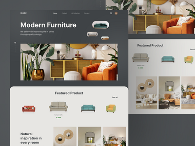 Glugu - Furniture Landing Page Website black clean design exploration furniture gray homepage landingpage sofa startup ui ui design web